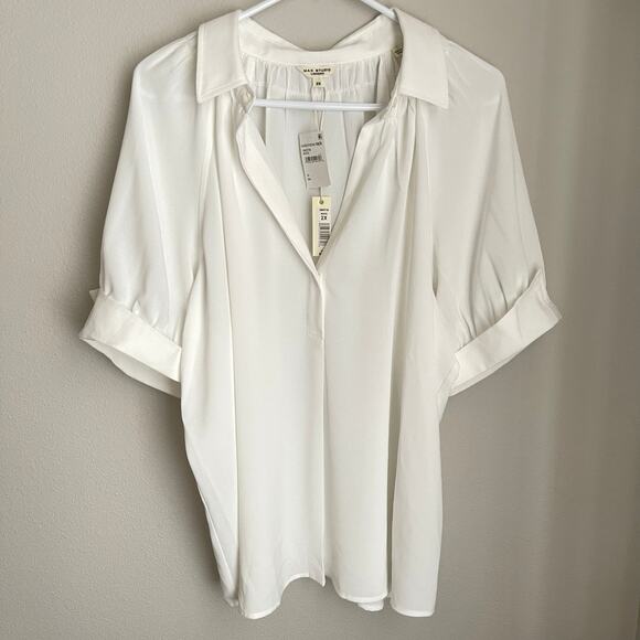 NWT Max Studio White Textured Puff Sleeve Blouse (2X) - Picture 2 of 9